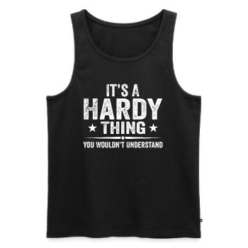 It's A Hardy Thing You Wouldn't Understand | Hardy - Débardeur bio Premium Homme - noir - Devant - AI Model Male 178 light (178cm)