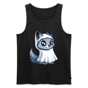 Wolf Halloween Lustig Geist - Männer Premium Bio Tank Top - Schwarz - Vorne - Michal (187cm)
