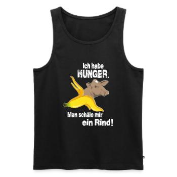 Ich habe HUNGER. Man schäle mir ein Rind! - Männer Premium Bio Tank Top - Schwarz - Vorne - Michal (187cm)