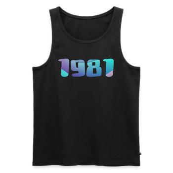 Geburtstagsgeschenk 1981 Jahrgang 1981 Retro 1981 - Männer Premium Bio Tank Top - Schwarz - Vorne - AI Model Male 178 light (178cm)