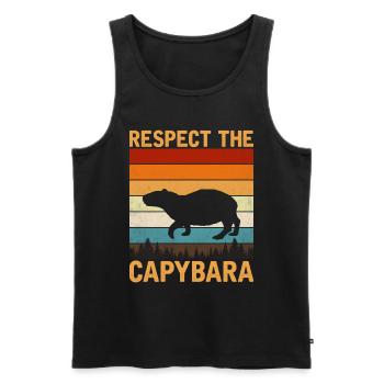 Capybara - Männer Premium Bio Tank Top - Schwarz - Vorne - Michal (187cm)