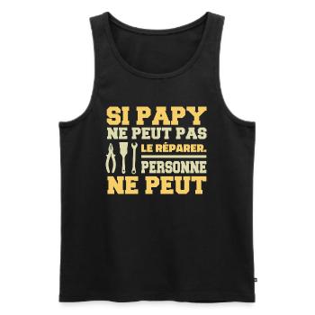 Grand-Père - Si Papy ne peut pas le Réparer - Débardeur bio Premium Homme - noir - Devant - Michal (187cm)