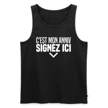 C'est Mon Anniv À Signer Cadeau Anniversaire - Débardeur bio Premium Homme - noir - Devant - Michal (187cm)