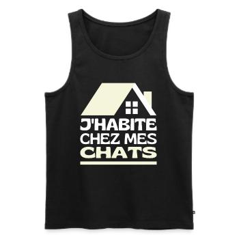 J'habite Chez Mes Chats Je Vis Maison Des Chats - Débardeur bio Premium Homme - noir - Devant - Michal (187cm)