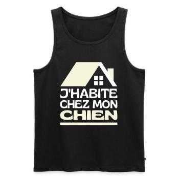 J'habite Chez Mon Chien Je Vis Maison De Mon Chien - Débardeur bio Premium Homme - noir - Devant - Michal (187cm)