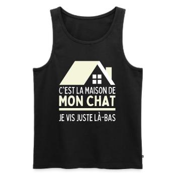 C'est La Maison De Mon Chat J'habite Chez Mon Chat - Débardeur bio Premium Homme - noir - Devant - Michal (187cm)