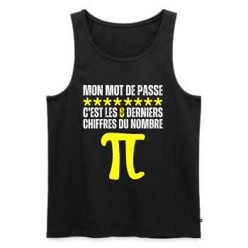 Mot De Passe 8 Derniers Chiffres Pi Nombre Maths - Débardeur bio Premium Homme - noir - Devant - AI Model Male 178 light (178cm)