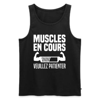 Bientôt Musclé Veuillez Patienter Muscles En Cours - Débardeur bio Premium Homme - noir - Devant - AI Model Male 178 light (178cm)