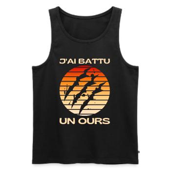 J'ai Battu Un Ours Humour Blessure Rétablissement - Débardeur bio Premium Homme - noir - Devant - AI Model Male 178 light (178cm)