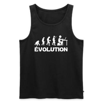 Evolution Geek Évolution Darwin Gaming Jeux Gamer - Débardeur bio Premium Homme - noir - Devant - AI Model Male 178 light (178cm)