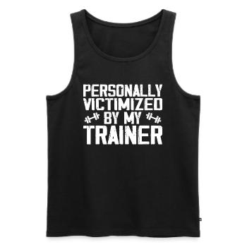 Personally Victimized By My Trainer, Funny Fitness - Débardeur bio Premium Homme - noir - Devant - Michal (187cm)