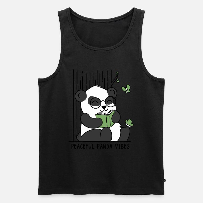 Friedliche Panda-Vibes - Männer Premium Bio Tank Top - Schwarz