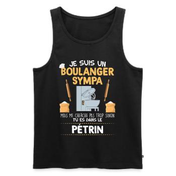 Boulanger humour pétrin cadeau profession - Débardeur bio Premium Homme - noir - Devant - Michal (187cm)