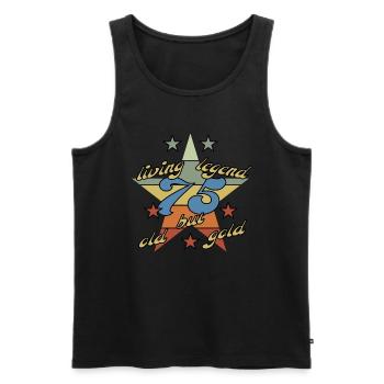 75 Jahe auf dem Buckel, Geburtstag Rentner - Männer Premium Bio Tank Top - Schwarz - Vorne - AI Model Male 178 light (178cm)