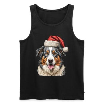 Christmas Border Collie dog - Men's Premium Organic Tank Top - black - Front - Michal (187cm)