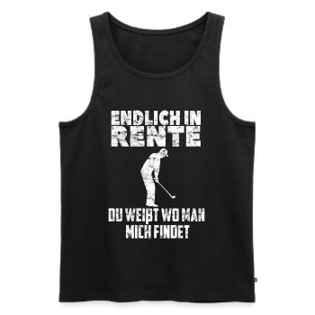 Enfin à la retraite - Golf golfeurs drôles de vieilles phrases - Débardeur bio Premium Homme - noir - Devant - AI Model Male 178 light (178cm)