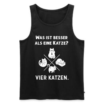 Was ist besser als eine Katze? - Vier Katzen - Männer Premium Bio Tank Top - Schwarz - Vorne - Michal (187cm)
