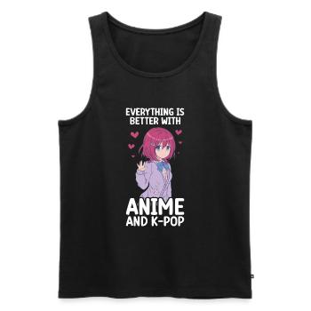Anime K-Drama - Débardeur bio Premium Homme - noir - Devant - Michal (187cm)