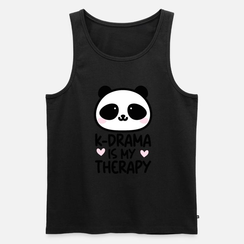 Panda K-Drama - Männer Premium Bio Tank Top - Schwarz