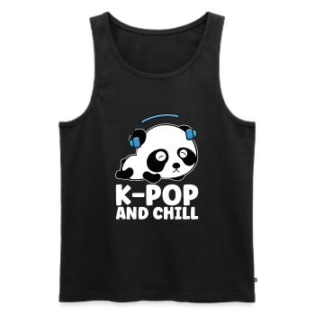 K-Pop Panda - Men's Premium Organic Tank Top - black - Front - Michal (187cm)