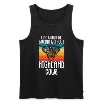 Hochlandkuh - Männer Premium Bio Tank Top - Schwarz - Vorne - AI Model Male 178 light (178cm)