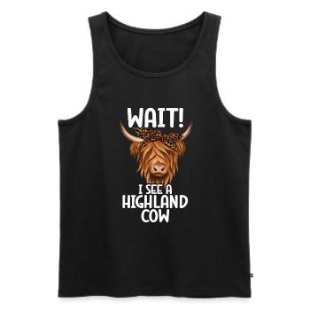 Vache des Highlands - Débardeur bio Premium Homme - noir - Devant - Michal (187cm)