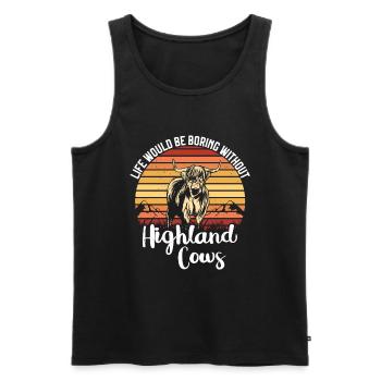 Hochlandkuh - Männer Premium Bio Tank Top - Schwarz - Vorne - AI Model Male 178 light (178cm)