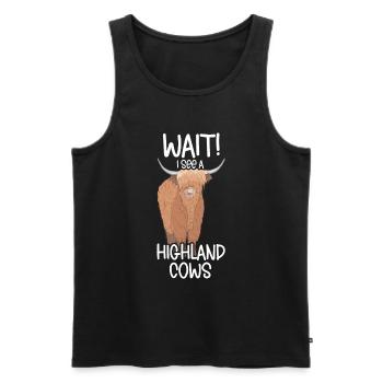 Hochlandkuh - Männer Premium Bio Tank Top - Schwarz - Vorne - AI Model Male 178 light (178cm)