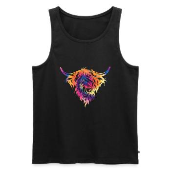 Highland cow - Men's Premium Organic Tank Top - black - Front - AI Model Male 178 light (178cm)