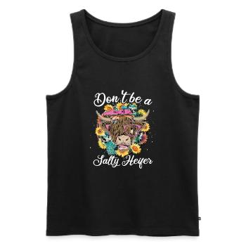 Hochlandkuh - Männer Premium Bio Tank Top - Schwarz - Vorne - AI Model Male 178 light (178cm)