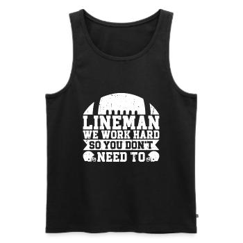 Lineman Joueur de football Offensive Défense - Débardeur bio Premium Homme - noir - Devant - AI Model Male 178 light (178cm)
