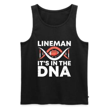 Lineman Joueur de football Offensive Défense - Débardeur bio Premium Homme - noir - Devant - AI Model Male 178 light (178cm)