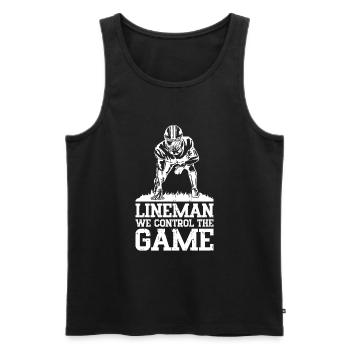 Lineman Joueur de football Offensive Défense - Débardeur bio Premium Homme - noir - Devant - AI Model Male 178 light (178cm)