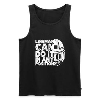 Lineman Joueur de football Offensive Défense - Débardeur bio Premium Homme - noir - Devant - AI Model Male 178 light (178cm)