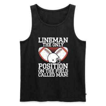 Lineman Joueur de football Offensive Défense - Débardeur bio Premium Homme - noir - Devant - AI Model Male 178 light (178cm)
