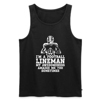 Lineman Joueur de football Offensive Défense - Débardeur bio Premium Homme - noir - Devant - AI Model Male 178 light (178cm)