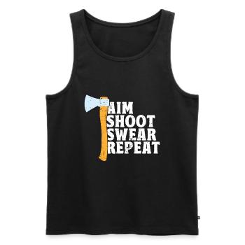 Axtwurf Axe Wurfspiel - Männer Premium Bio Tank Top - Schwarz - Vorne - AI Model Male 178 light (178cm)