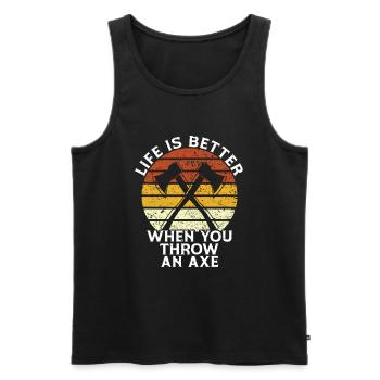 Axtwurf Axe Wurfspiel - Männer Premium Bio Tank Top - Schwarz - Vorne - AI Model Male 178 light (178cm)