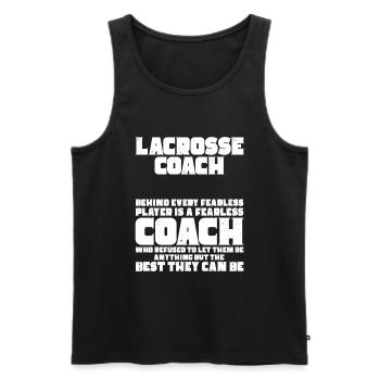 Lacrosse Coach Stick - Men's Premium Organic Tank Top - black - Front - AI Model Male 178 light (178cm)