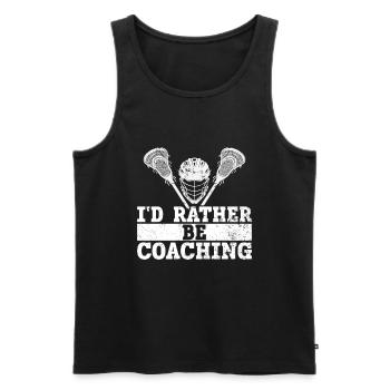 Lacrosse Coach Stick - Men's Premium Organic Tank Top - black - Front - AI Model Male 178 light (178cm)