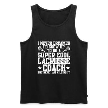 Lacrosse Coach Stick - Men's Premium Organic Tank Top - black - Front - AI Model Male 178 light (178cm)