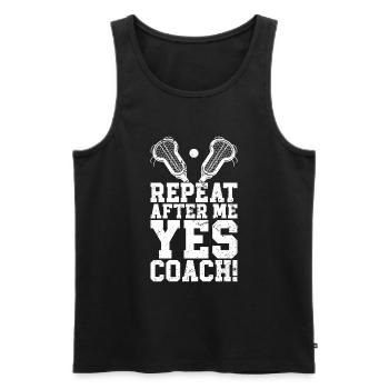 Lacrosse Coach Stick - Men's Premium Organic Tank Top - black - Front - AI Model Male 178 light (178cm)