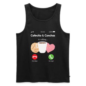 Pan dulce de Cafecito y Chisme Concha - Débardeur bio Premium Homme - noir - Devant - AI Model Male 178 light (178cm)