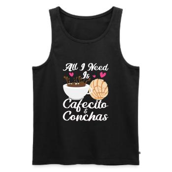 Pan dulce de Cafecito y Chisme Concha - Débardeur bio Premium Homme - noir - Devant - AI Model Male 178 light (178cm)
