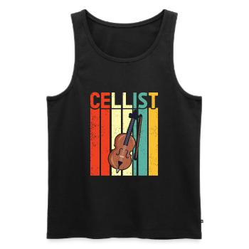 Cello -Musical instrument - Men's Premium Organic Tank Top - black - Front - AI Model Male 178 light (178cm)