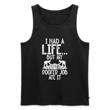 Roofer -Roof house repairs - Men's Premium Organic Tank Top - black - Front - Michal (187cm)