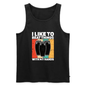 Conga Drum Musician Drumline - Men's Premium Organic Tank Top - black - Front - Michal (187cm)