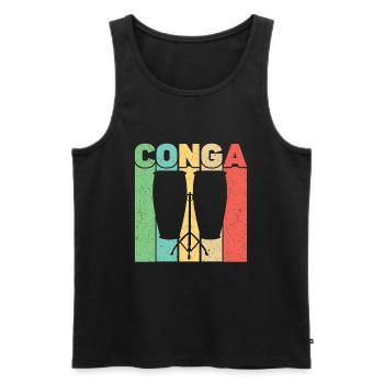 Conga Drum Musician Drumline - Men's Premium Organic Tank Top - black - Front - Michal (187cm)