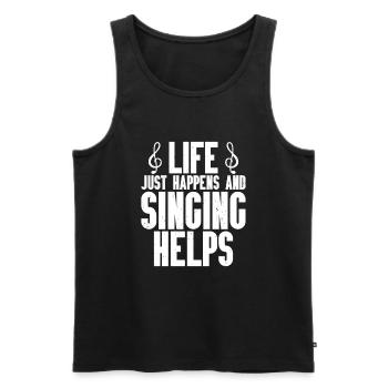 Sing - Men's Premium Organic Tank Top - charcoal grey - Front - Alexander (188cm)