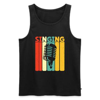 Singen - Männer Premium Bio Tank Top - Schwarz - Vorne - AI Model Male 178 light (178cm)